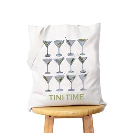 WCGXKO Tini Time Gift Dirty Martini Gift Bachelorette Party Zipper Pouch Makeup Bag (tini green Tote)