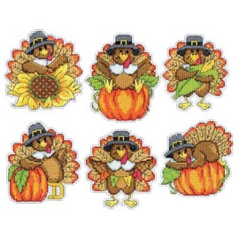 Design Works Crafts Turkeys Counted Cross Stitch Ornament Kit - Set/6