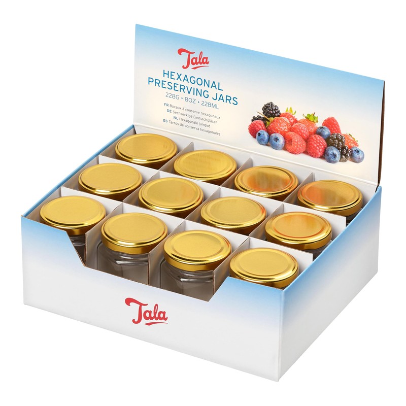 Tala Hexagonal Preserving Jar with Gold Screw Lid, 8oz (228ml),