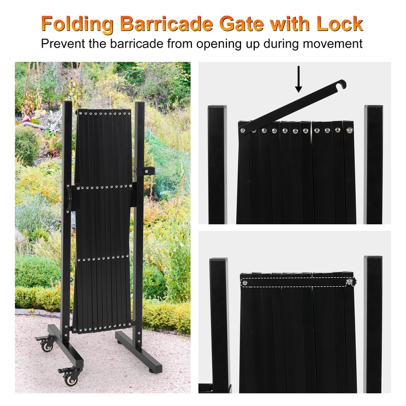 SMONTER Expandable Barricade Gate, 129" Metal Safety Barrier Gate with