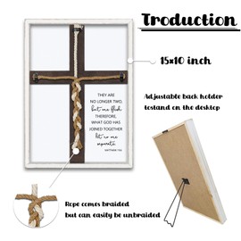 SRSZHIYUE Matthew 19:6 What God Has Joined Sign 15"X10" Cord of Three Strands Braid Wall Decor (White)