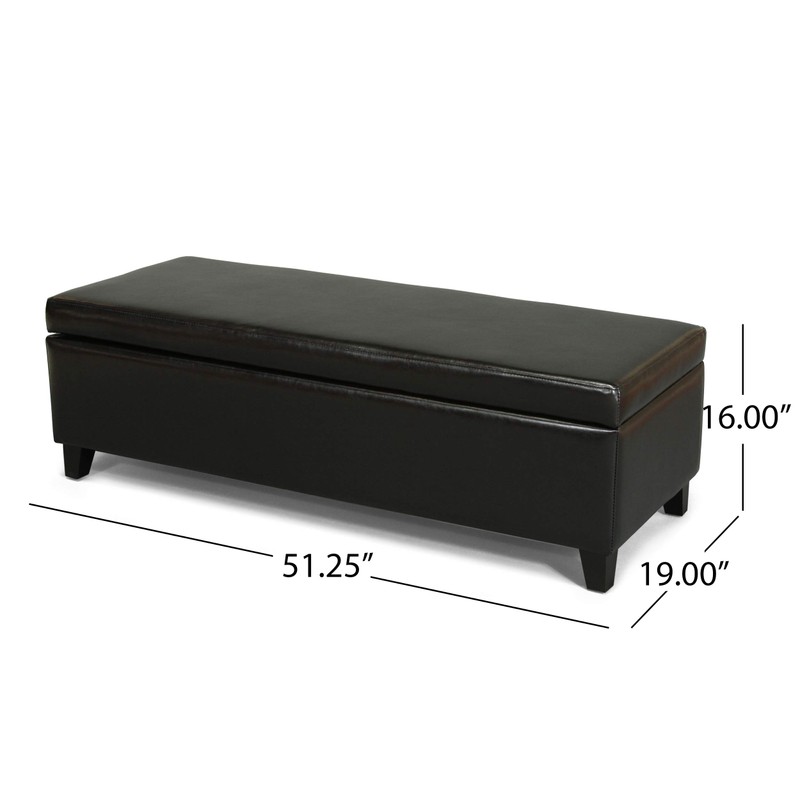 Stratford Black Leather Storage Ottoman