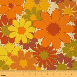 The Yard - Tela de margaritas Groovy de los años 70, diseño clásico hippie, para niñas y mujeres, tela floral floreciente para tapicería de bricolaje y detalles del hogar, 2 yardas, 72 pulgadas de