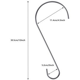 Hotop 6 Pieces Heavy Duty Big S Hooks Bird Feeder Hook Rustproof Stainless Steel Hooks Garden Hook Tree Branch Hook for Kitchen, Bird House, Plants, Baskets, Lanterns and Bicycles(Silver,12 Inch)
