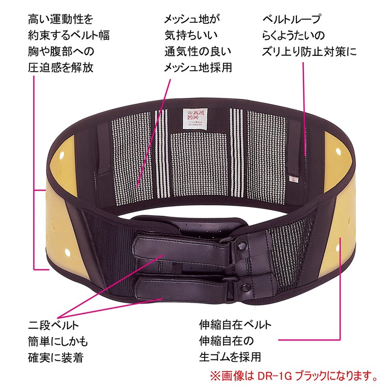 Midori Anzen DR1G Double Tier Belt, Mesh, Lumbar Protection Belt,