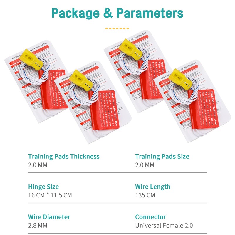 LVCHEN 4 Pairs AED Pads - Reusable Adult AED Training