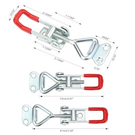 Favordrory 6 Pack Toggle Latch Clamp, Pull Latch, Adjustable Toggle Clamp Latch, Heavy Duty Toggle Latch, 150Kg 330Lbs Holding Capacity (25 Pieces Screws) Red + Silver
