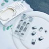 24Pcs Medium Press on Nails Square Fake Nails Gray Stick