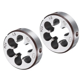 sourcing map 2pcs Round Threading Die M24 x 1.5 Metric Thread Right Hand Screw Cutting Fixed Dies, Alloy Tool Steel Tapping Repair Tool