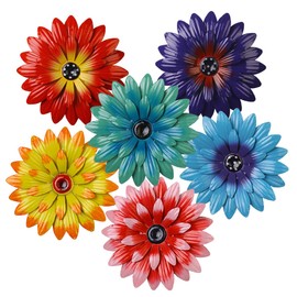 6 Pieces Metal Flowers Outdoor Decor, 8 Inch Wall Art 3D Daisy Decor Multiple Layer Farmhouse Boho Style Metal Art for Indoor Outdoor Home Living Room Office Garden Porch Decor