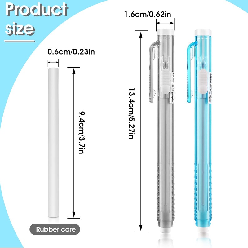 Molain Pen-Style Erasers Set, 2PCS Retractable Mechanical Eraser Pens with
