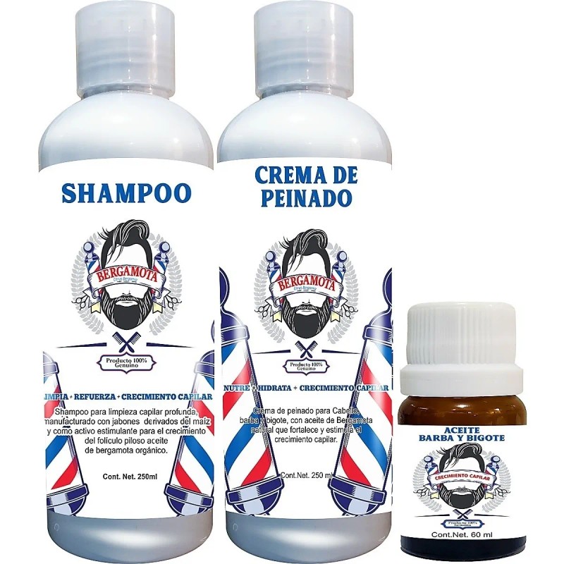 Shampoo De Bergamota, Crema Peinado Bergamota, Aceite