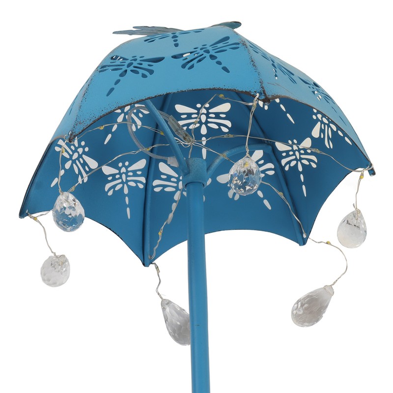 Solar Bird Feeder LED Floor Lamp with Feeding Tray Umbrella