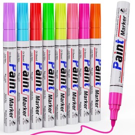 AKARUED Fluorescent Neon Paint Markers: 8 Colors UV Marker, Waterproof Permanent Blacklight Oil-Based Paint Pens with Medium Tip for Rock, Wood, Canvas, Metal, Ceramic, Scrapbooking and DIY Art Crafts