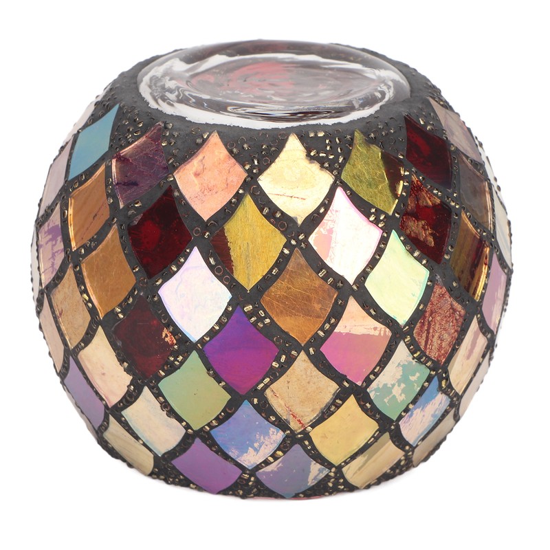 Mosaic Glass Tea Light Holder Romantic Decorative Red Handmade Cracked