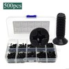Computer Screw Set, 500 Pieces M2/M2.5/M3 Black Carbon Steel Screws,