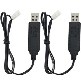 2-Pack USB RC Car Charger Cable Compatible with Mario Kart Mach 8 and Carrera 2.4GHz RC Vehicle, 3.7V Battery Charging Cord for Remote Control Cars, 2FT Charging Wire with LED Indicator Light