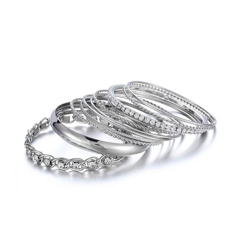 Ensoul Twisted Multiple Metal Bracelets & Bangles Set For Women