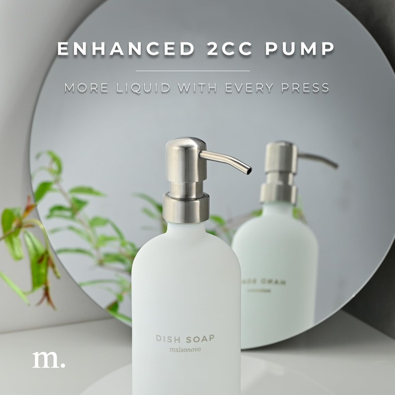 MaisoNovo Soap Dispenser 3-Piece Set | 16.9oz White Bottles with