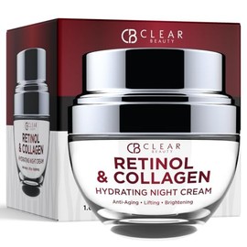 Crema Hidratante Facial de Noche con Retinol y Colgeno, Probada por Dermatlogos, Humecta, Reduce Arrugas y Lneas Finas, Crema Hidratante, Cuidado de  