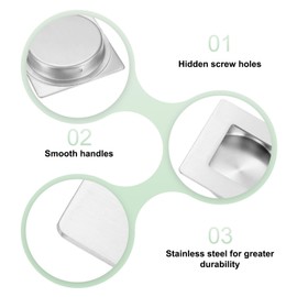 M METERXITY 4-Pack Recessed Finger Pulls, 2.75 Inch 304 Stainless Steel Sliding Closet Door Handles for Barn Door, Rectangular Flush Pulls Handles [Silver Tone]