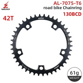 BIKECO Bicycle Narrow Wide Chainring 110/130BCD 5 Screws Round Bicycle Chainring 36/38/40/42/44/46/48/50/52/54/56/58/60T Bicycle Chainring for 9 10 11 Speed Road Bike MTB (130BCD,38T)