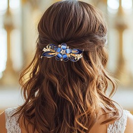 Jovono Wedding Hair Clip Bridal Hair Pins Hair Accessories with Flower Headpieces for Women (Blue)