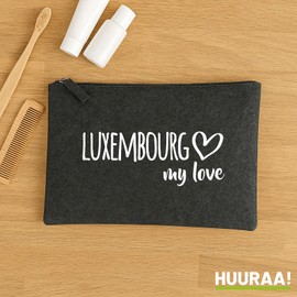 Huuraa Kulturbeutel Luxembourg My Love Geschenk 1 Liter Charcoal Filz Luxembourg Geschenkidee