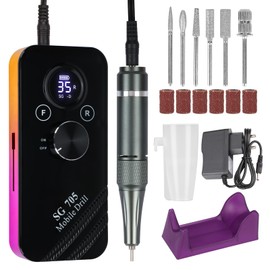 SG705 Mobile Drill Cordless Nail Mobile Drill Professional Electric Manicure & Pedicure Tool, Rechargeable with Multiple Attachments for Smooth Nail Filing and Shaping