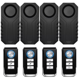 Bike Alarm with Remote,USUPERINK Bike Alarm with Remote,113db Anti-Theft Vibration Security Alarm for E-Bike Vehicle Bicycle Electric Tricycle,Sensitivity Adjustable,IP55 Waterproof,SOS Function 4PK