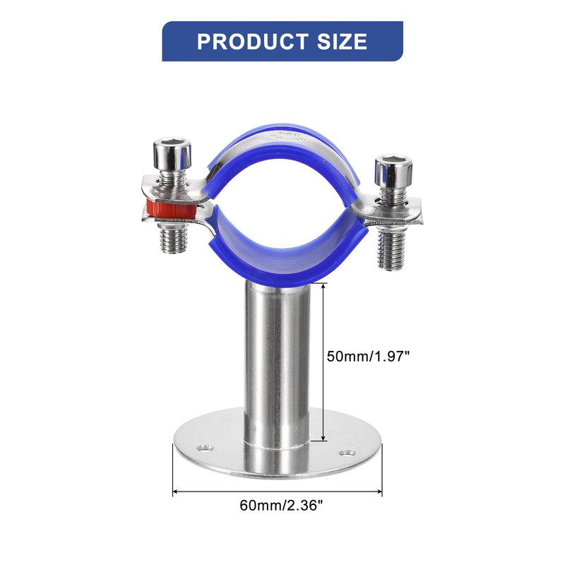 sourcing map 2Pcs Stainless Steel Pipe Supports Wall Mount Ceiling