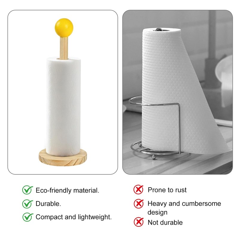 Wooden Kitchen Roll Holder, 2Pcs Wooden Paper Towel Holder, Sturdy