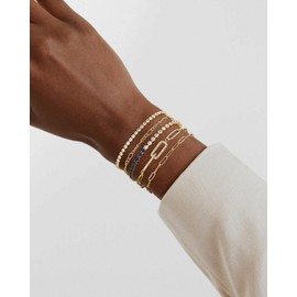 JECOMY Dainty 14K Gold Bracelets for Women - Waterproof Stackable Gold Bracelet Set - Perfect for Stylish Women