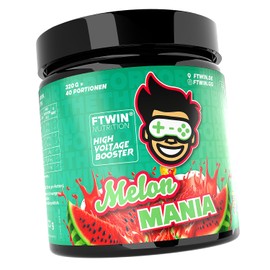 FTWIN HIGH VOLTAGE BOOSTER | Für GAMER und E-SPORTLER | REFLEX – FOCUS – ENERGY – ENDURANCE | 320 g = 40 Portionen (320 g, Melon Mania)