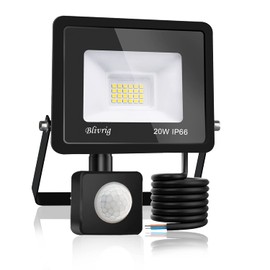 Blivrig LED Spotlight with Motion Sensor, Outdoor 20 W, Cool White, Floodlight with Motion Sensor, Super Bright 2000 LM Outdoor Spotlight, IP66 Waterproof Spotlight, for Garden, Garage (Cool White, 20