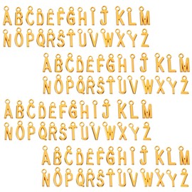 104 Pcs Gold Letter Charms for Jewelry Making Metal A-Z Alphabet Letter Charms with Open Jump Rings for Bracelets Necklace Earring Jewelry DIY Crafts Making Supplies 0.63 Inch Zine Alloy