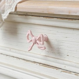 LBFEEL Lovely Pink Bow Knots Cabinet Knob Pulls Handles Dresser Knob Cute Bow Drawer Knobs Pulls for Home Deco (4, Pink)