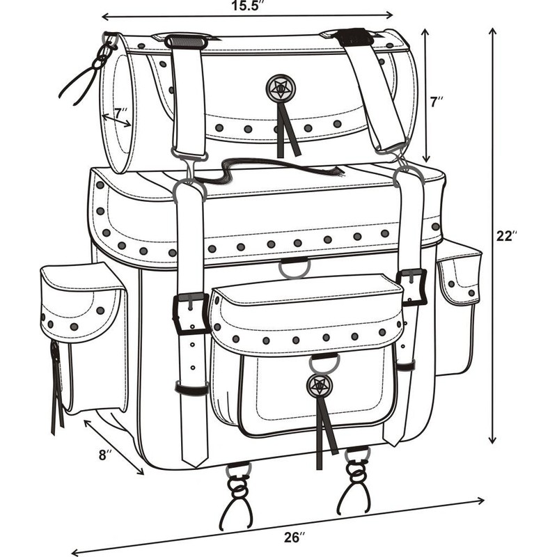 True Element Genuine Leather Motorcycle Sissy Bar Bag with Quick