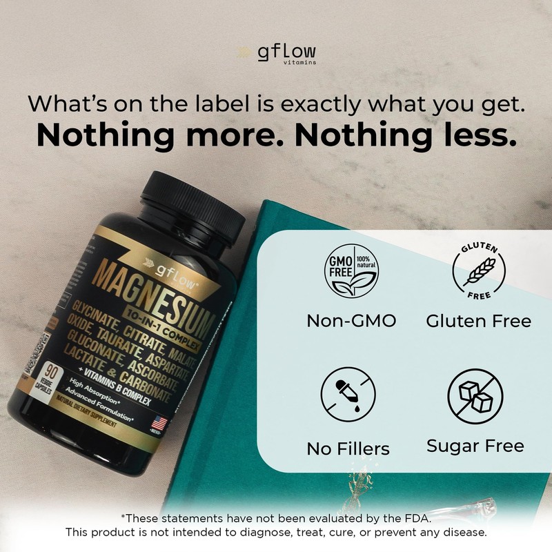 gflow vitamins Magnesium Complex Supplement - 10 Active Forms, Glycinate,