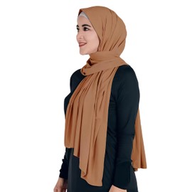 Lina & Lily Maxi Hijab Jersey Premium, Headscarf Scarf Turban for Muslim Women, caramel