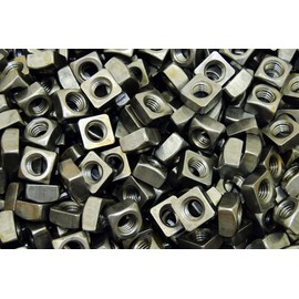(100) Unplated 1/2-13 Square Nuts - Coarse Thread - Plain Steel