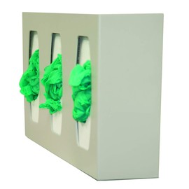 Bowman Dispensers Triple Glove Box Dispenser, Beige ABS, Divided, Wall Attachment, Made in USA, 4.22 Inch L x 17.08 Inch W x 10.11 Inch H