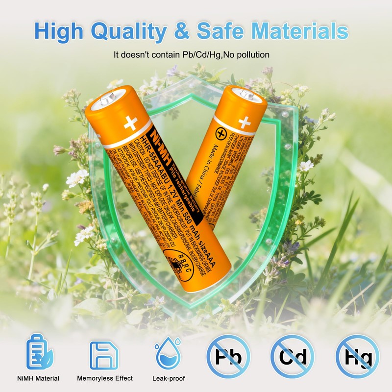 BENNTOP 8 Pack NI-MH AAA Rechargeable Battery for Panasonic,550mah 1.2V
