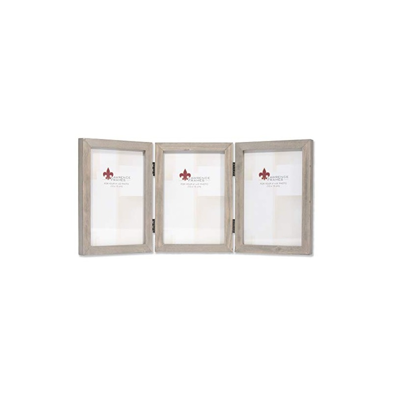Lawrence Frames Studio Wood Picture Frame, 4x6 Triple, Gray