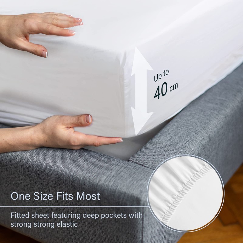 LuxClub Double Fitted Sheet Bedding with 45cm Depth, Extra Deep