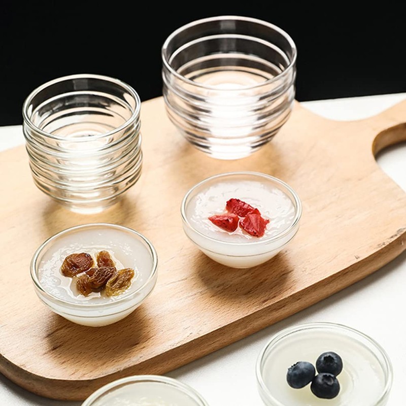 Set of 10 Mini Prep Bowls, 2.36 Inch Small Glass
