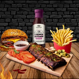 Brooksmade Gourmet Foods Soulful Sauces, 5 Pepper Ketchup, Gluten Free, No High Fructose Corn Syrup All-Natural Spicy Ketchup, Made with Organic Tomatoes, 12 oz