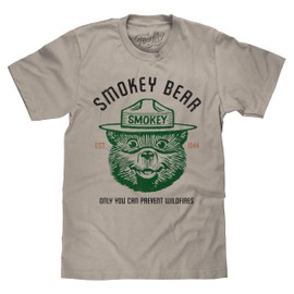 Tee Luv Men's Est 1944 Smokey Bear Shirt - Only You Can Prevent Wildfires Shirt, Light Gray, 3XL