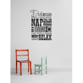 Decal – Vinyl Wall Sticker : deck rules read a good book nap feel the breezes sip a cool drink visit with a friend watch the sunset rela Inches X Quote Home Living Room Bedroom Decor - 22 Colors Available Size: 15 Inches X 30 Inches