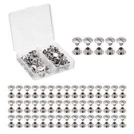 HARFINGTON 50 Sets Chicago Screws Leather Rivets, M5 3/16-Inch Belt Binding Metal Screws for Leathercraft, Bags, Shoes, Purse, Bookbinding, Silver, M5x4mm